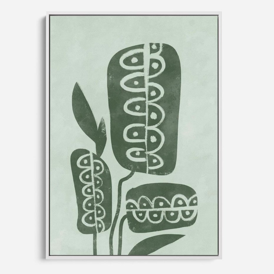 Obraz w ramie 50x70 - Nurtująca Zieleń - abstrakcyjny zielony motyw, skandynawski design - rama biała