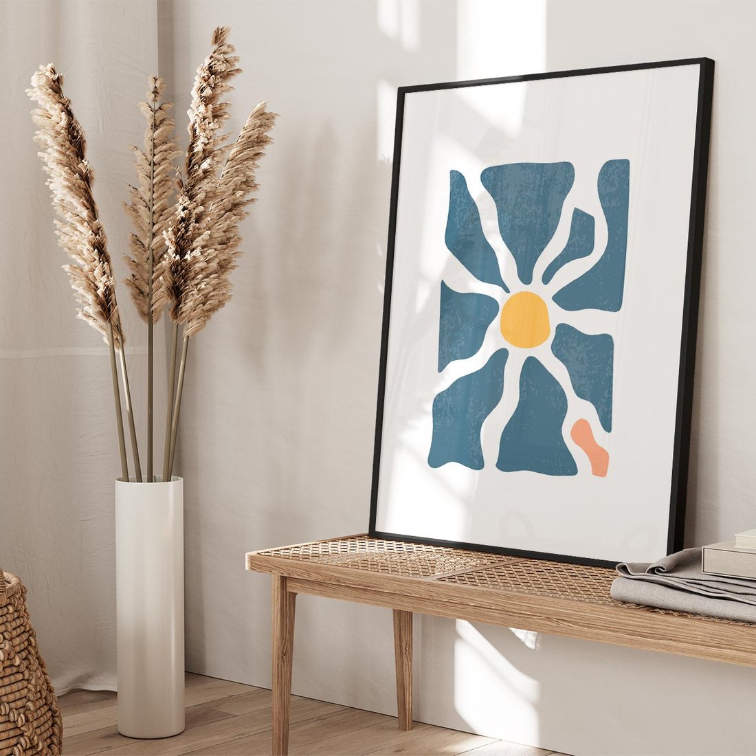 Plakat w ramie 50x70 - Kwiatowy Rezonans - nowoczesna kwiatowa grafika, styl retro - rama czarna