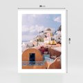 Plakat bez ramy 30x40 - Błękit Morza i Białe Domki - Santorini, wyspa
