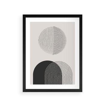 Plakat w ramie 30x40 - Przenikająca Rzeczywistość - abstrakcyjna kompozycja, okręgi i półokręgi - rama czarna
