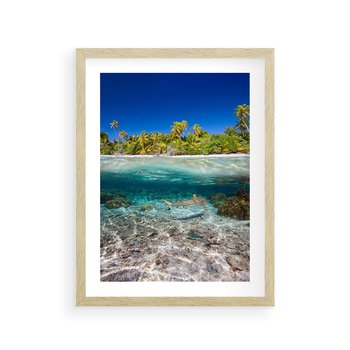 Plakat w ramie 30x40 - Tropikalne Morze i Kolorowa Rafa - tropikalne, morze - rama drewno