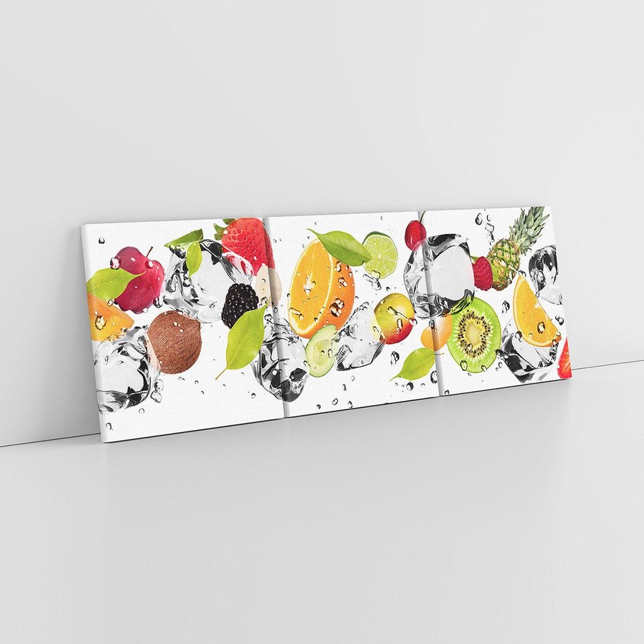 Obraz na płótnie 150x50 - Świeżość letnich owoców - woda, owoce
