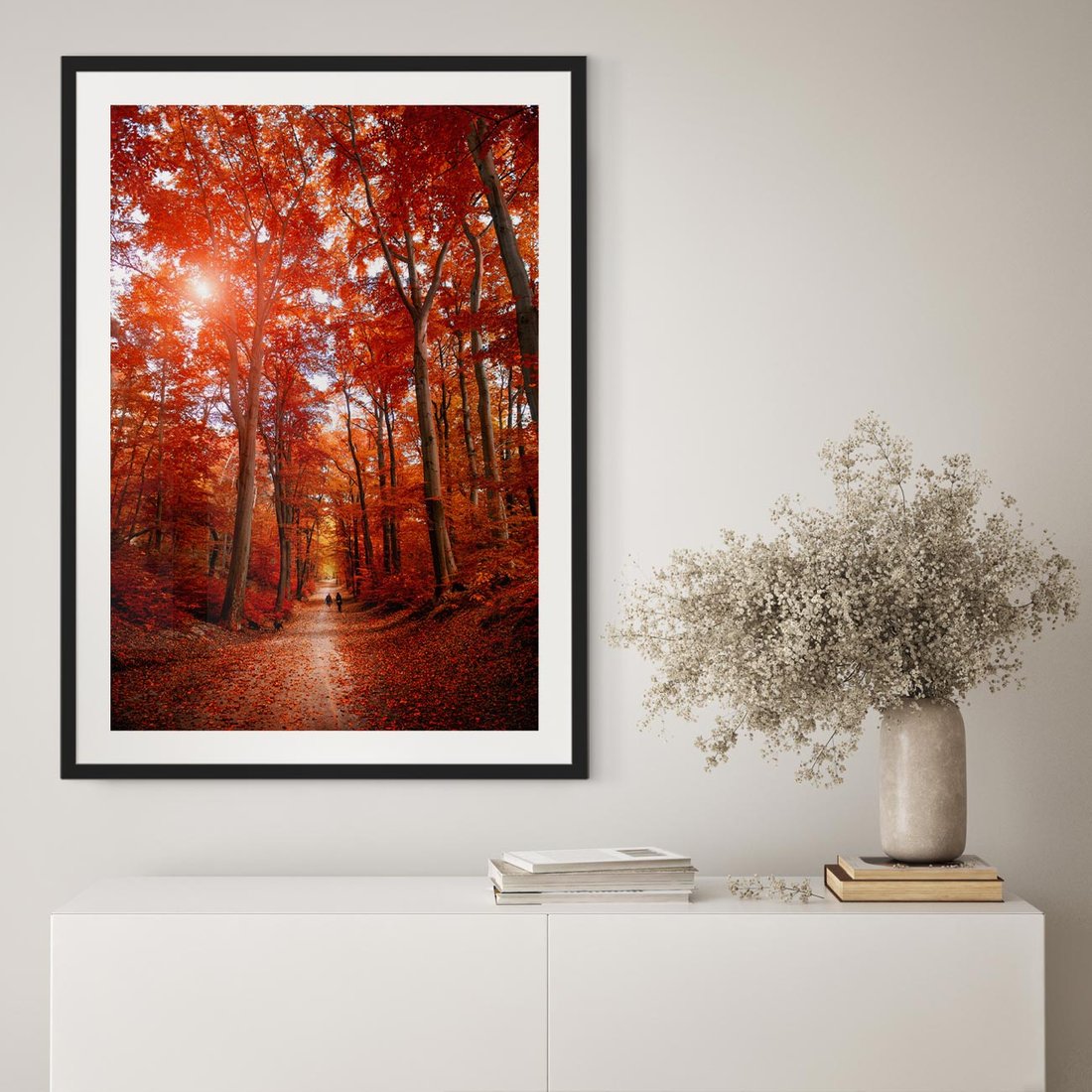 Plakat w ramie 50x70 - Magia jesiennego lasu - las, jesień - rama czarna