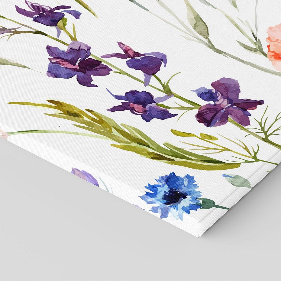 Obraz na płótnie 90x30 - Kwiatowe radości na łące - kwiaty, łączka