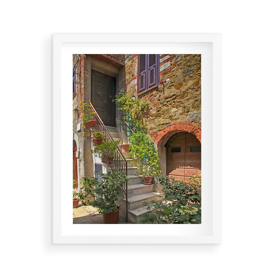 Plakat w ramie 40x50 - Wznies się na wyżyny - schody, perspektywa - rama biała