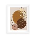 Plakat w ramie 40x50 - Taniec Przenikających Odbić - abstrakcyjny obraz, złote liście palmy - rama biała