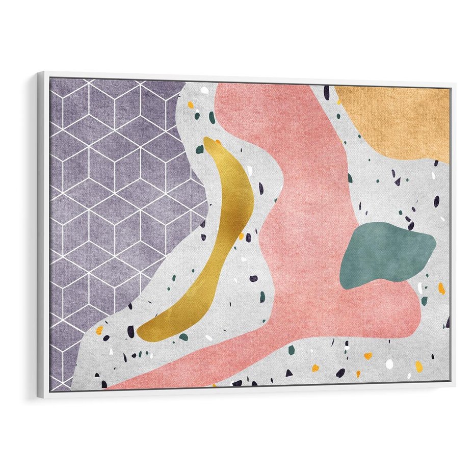 Obraz w ramie 120x80 - Eklektyczny Mix - kolaż, pastelowe abstrakcyjne plamy - rama biała