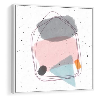 Obraz w ramie 50x50 - Migotliwa Opowieść - abstrakcyjna kompozycja, jak ręcznie malowana - rama biała