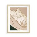 Plakat w ramie 40x50 - Góry w Złocie i Minimalizmie - grafika, złote góry - rama drewno