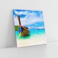 Obraz na płótnie 50x50 - Rajska Plaża Tajlandii: Spotkanie z Naturą - Tajlandia, łódź