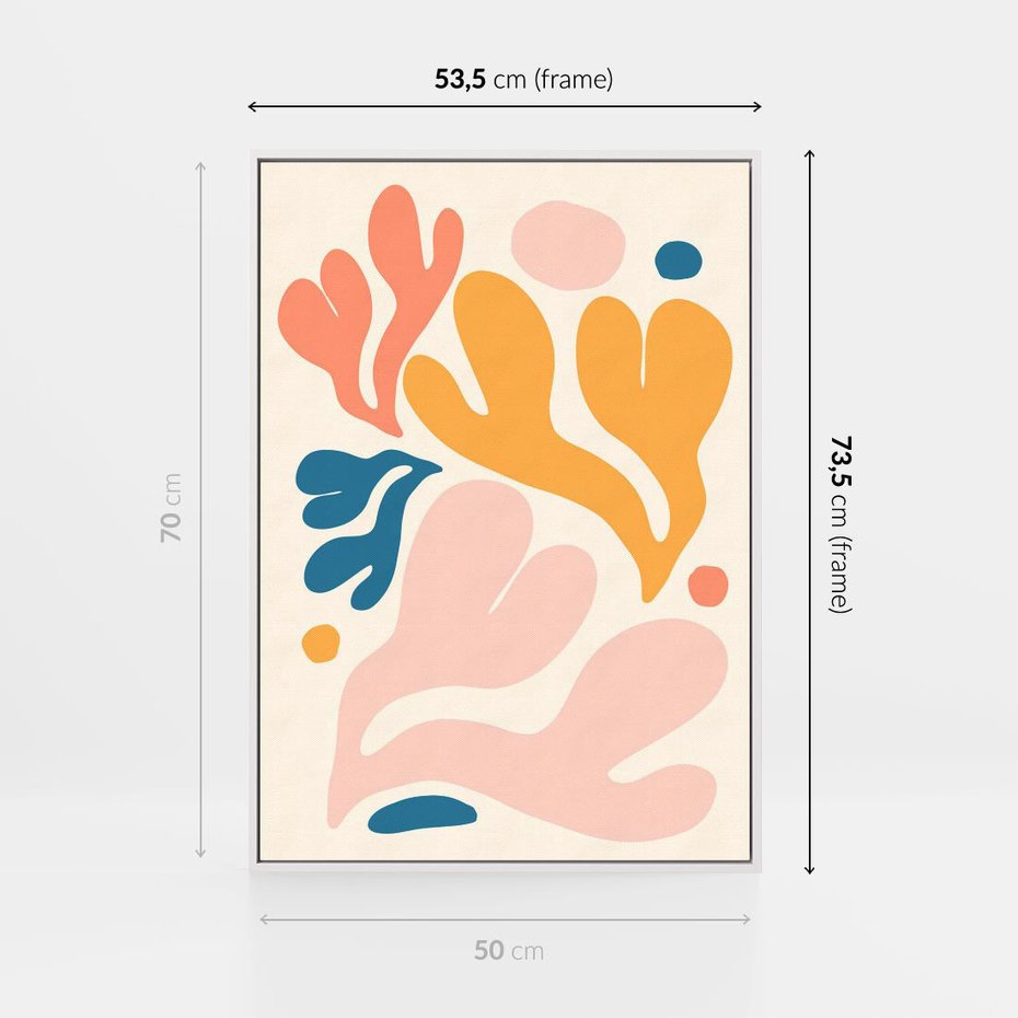 Obraz w ramie 50x70 - Granice Inspiracji - abstrakcyjne dziwne formy, nowoczesny plakat - rama biała