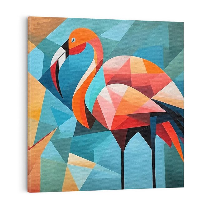 Obraz na płótnie 40x40 - Flamingo - postać flaminga, kubizm