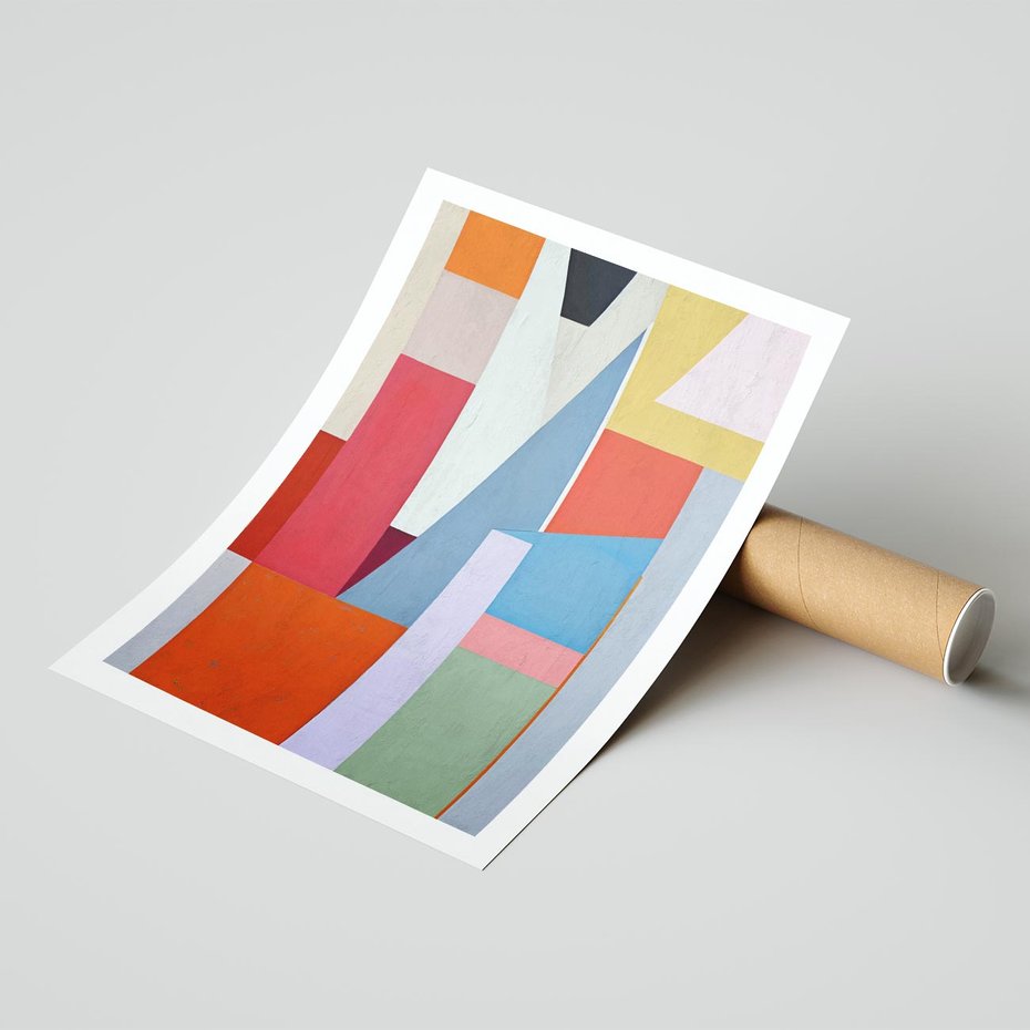 Plakat bez ramy 50x70 - Migotliwe Nastroje Kształtów - różne geometryczne formy, olejny obraz