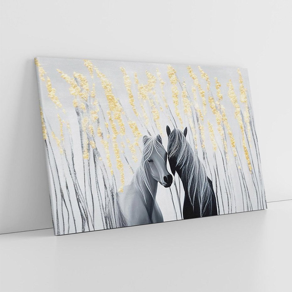 Obraz na płótnie 120x80 - Boho Marzenie - nowoczesna grafika, białe konie