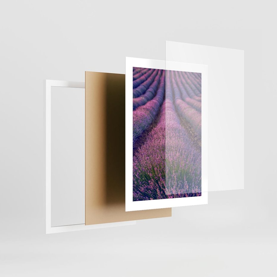 Plakat w ramie 30x40 - Pole Lawendy w Pełnej Krasie - pole lawendy, kompozycja - rama biała
