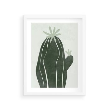 Plakat w ramie 50x70 - Zieleń Inspirującego Życia - zielony plakat, minimalizm - rama biała