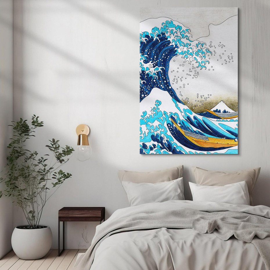 Obraz na płótnie 50x70 - Wzburzone Morze - wielka fala w kaganawie, Hokusai