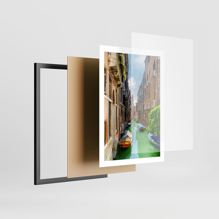 Plakat w ramie 50x70 - Wenecja: romantyczne miasto wodnych dróg - Wenecja, Włochy - rama czarna