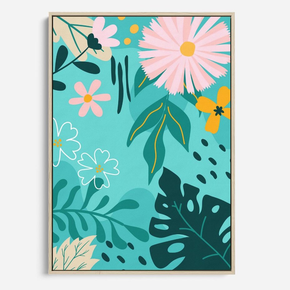 Obraz w ramie 80x120 - Kwiatowe Wibracje - pastelowa kompozycja, kwiaty - rama drewno