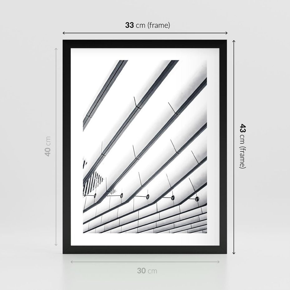 Plakat w ramie 30x40 - Czarno-Biała Fotografia Architektury - nowoczesna architektura, bialo czarny - rama czarna