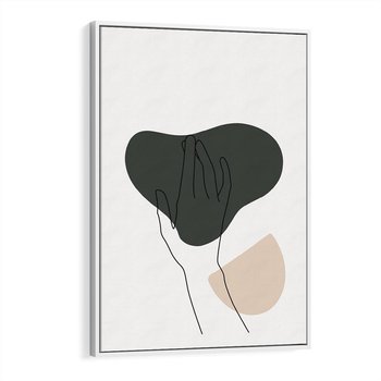 Obraz w ramie 50x70 - Bezczasowe Echo - szkic jedną linią, one line - rama biała