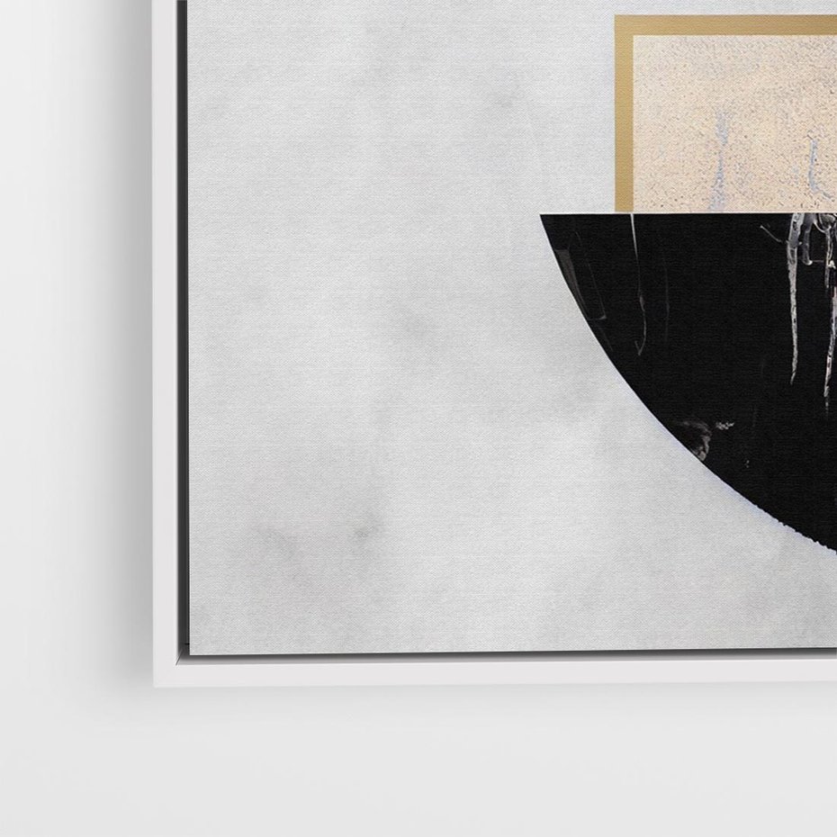 Obraz w ramie 80x80 - Biało-Czarne Formy - nowoczesna geometria, koło - rama biała