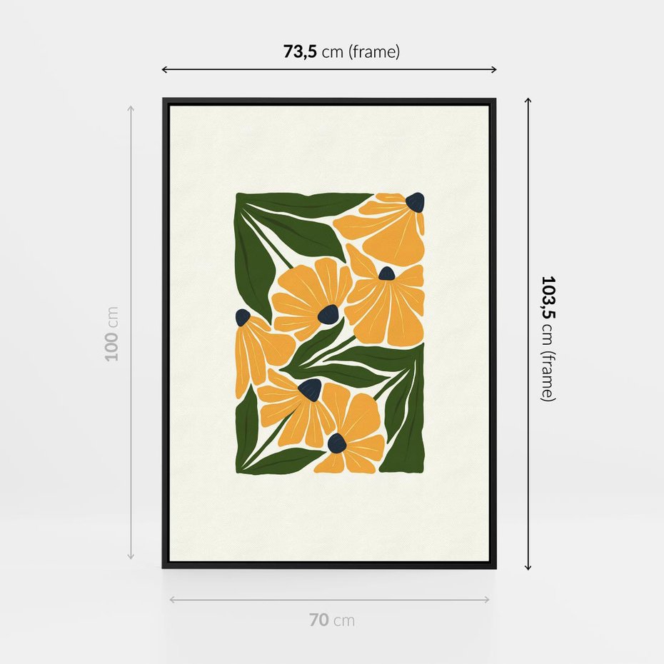 Obraz w ramie 70x100 - Świetliste Kwiaty Natury - kwiaty, nowoczesna grafika - rama czarna