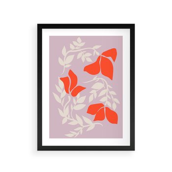 Plakat w ramie 50x70 - Kwiatowa Kreatywność - nowoczesny plakat, roślinne motywy - rama czarna
