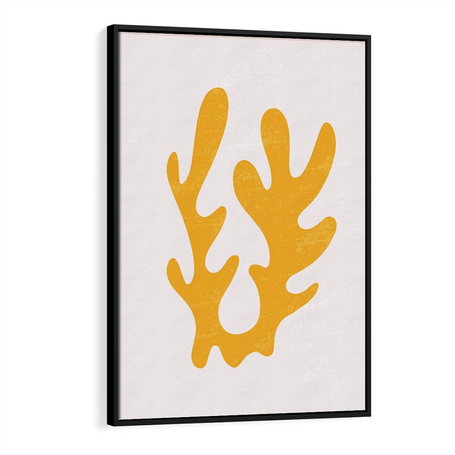 Obraz w ramie 50x70 - Abstrakcyjna Synergia - abstrakcyjna żółta forma, minimalizm - rama czarna