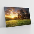 Obraz na płótnie 100x70 - Urok zachodu słońca na łące z drzewami - łąka, zachód