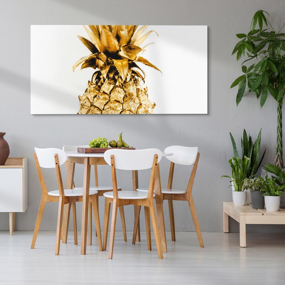 Obraz na płótnie 140x70 - Ekskluzywny Akcent - złoty, ananas