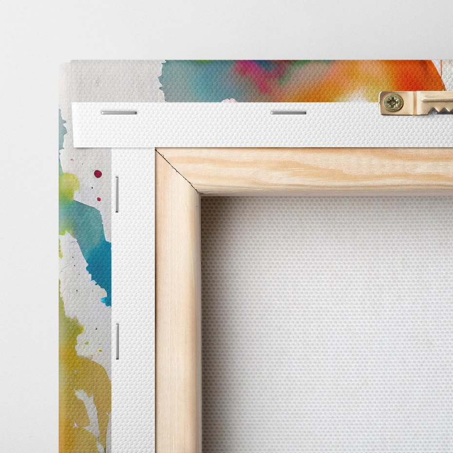 Obraz na płótnie 140x70 - Abstrakcyjna ekstaza barw - abstrakcyjny portret kobiety, szkic czarną kreską