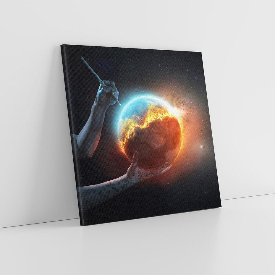 Obraz na płótnie 40x40 - Nieznane przestrzenie - planeta, kosmos