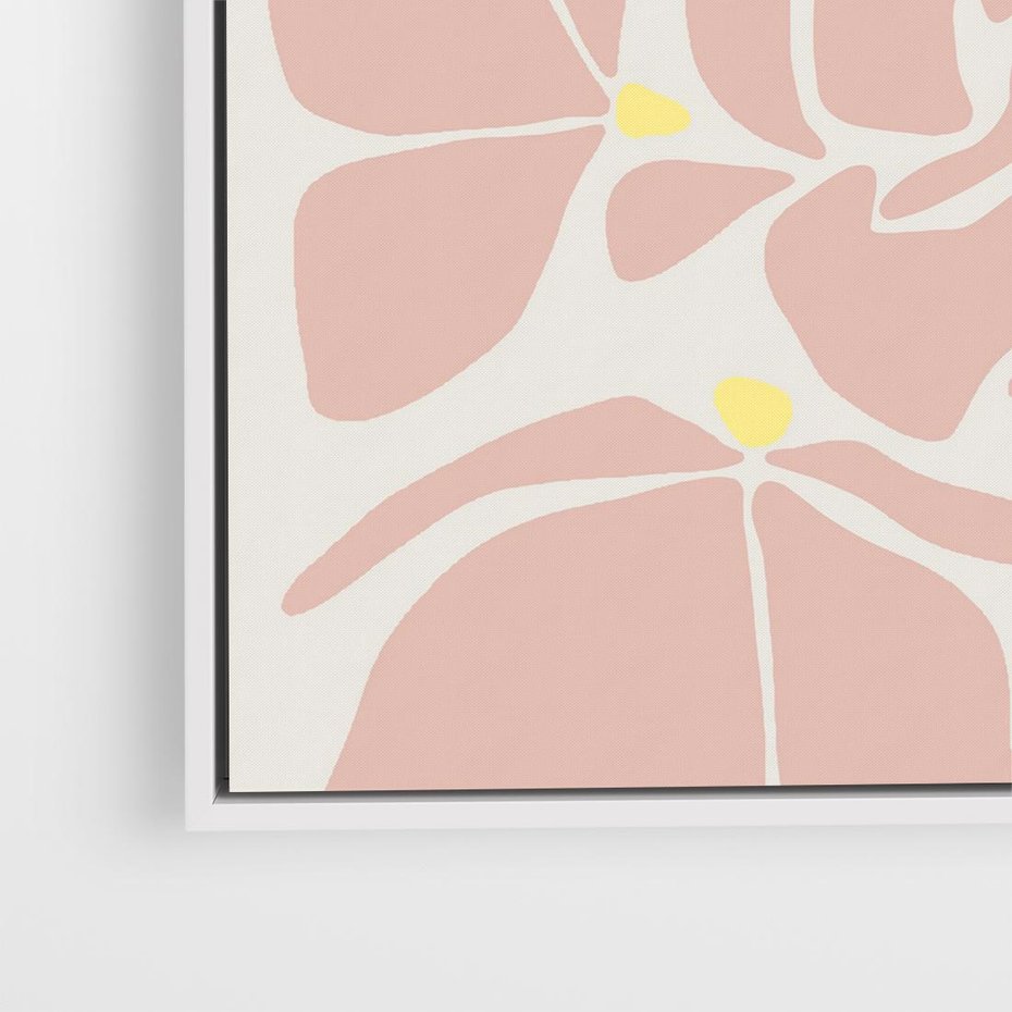 Obraz w ramie 80x80 - Rozplątane Akwarelowe Formy - abstrakcyjne boho kwiaty, kompozycja - rama biała