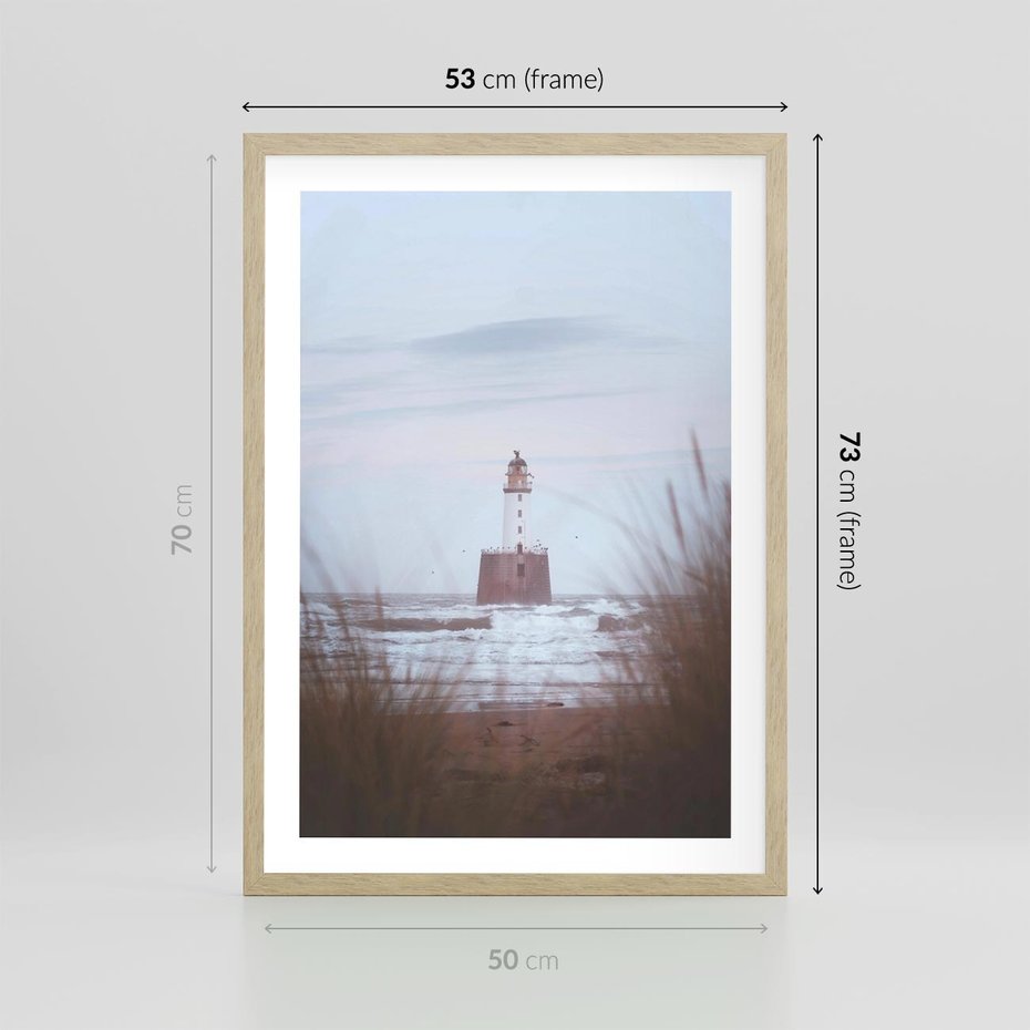 Plakat w ramie 50x70 - Magiczna Aura - latarnia, mgła - rama drewno