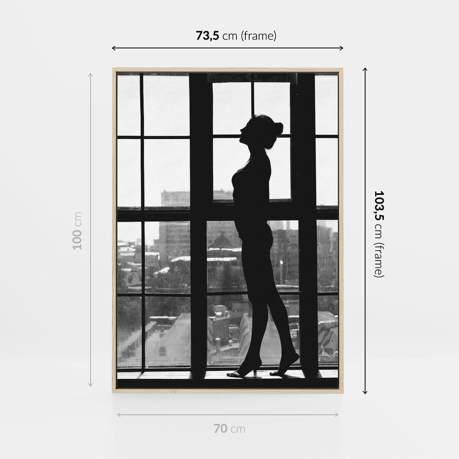 Obraz w ramie 70x100 - Piękno Kobiecej Formy - retro zdjęcie, czarno białe - rama drewno