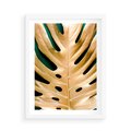 Plakat w ramie 50x70 - Piękno i Styl - złote, liście - rama biała