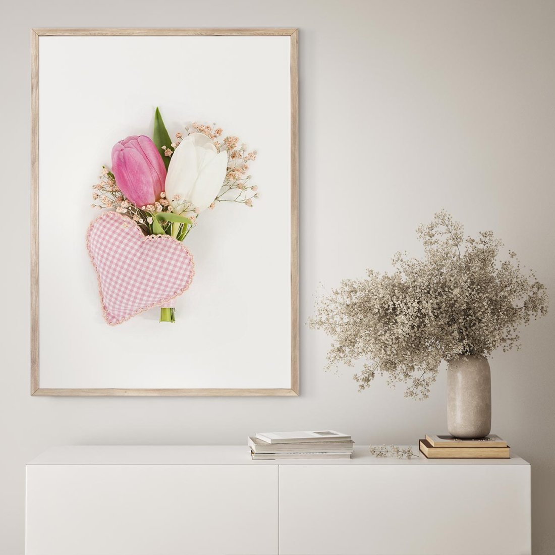 Plakat w ramie 30x40 - Kolorowa Harmonia - kwiaty, bukiet - rama drewno