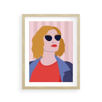 Plakat w ramie 40x50 - Kobieca Ekspresja - nowoczesny plakat, styl retro - rama drewno