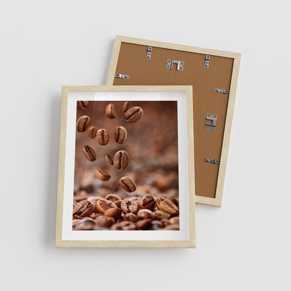 Plakat w ramie 40x50 - Kawiarniana atmosfera kawy - kawa, kawiarnia - rama drewno