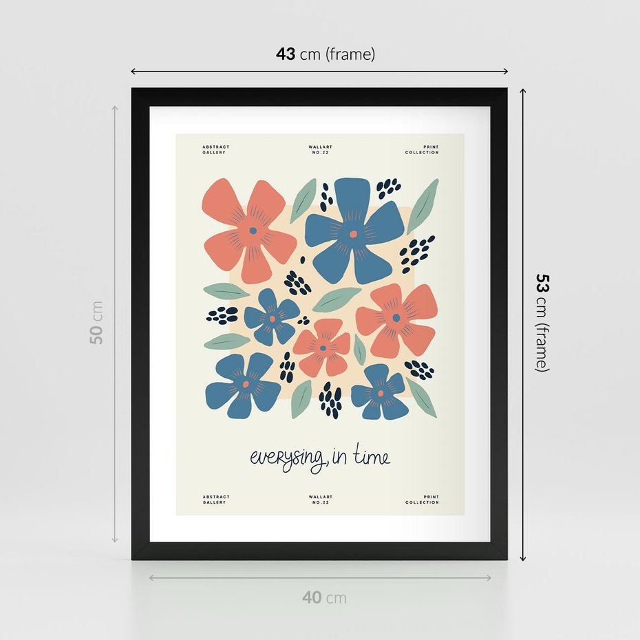 Plakat w ramie 40x50 - Kształtując Marzenia - kwiaty, nowoczesna abstrakcja - rama czarna