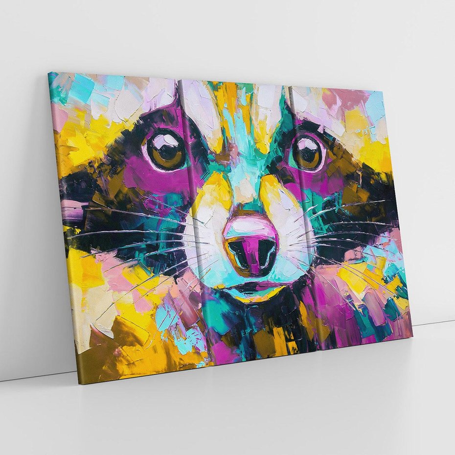 Obraz na płótnie 120x80 - Przebudzenie snu artysty - zbliżenie, kolorowy portret szopa pracza