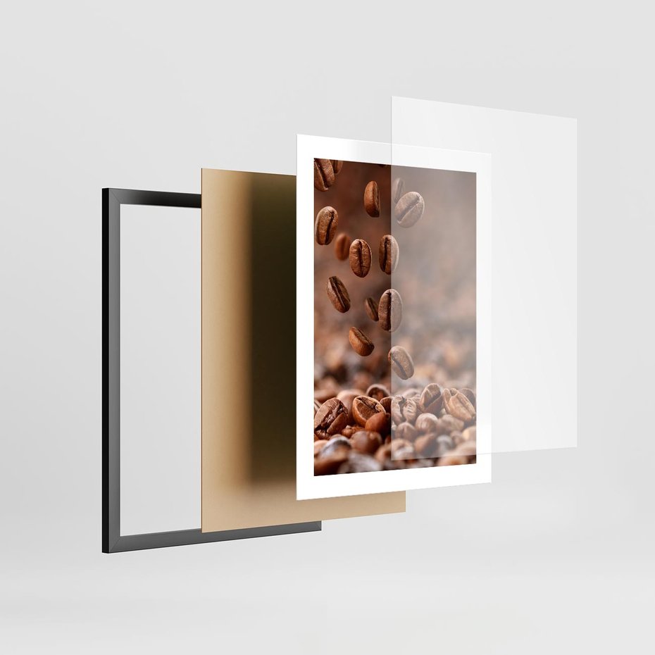 Plakat w ramie 30x40 - Kawiarniana atmosfera kawy - kawa, kawiarnia - rama czarna