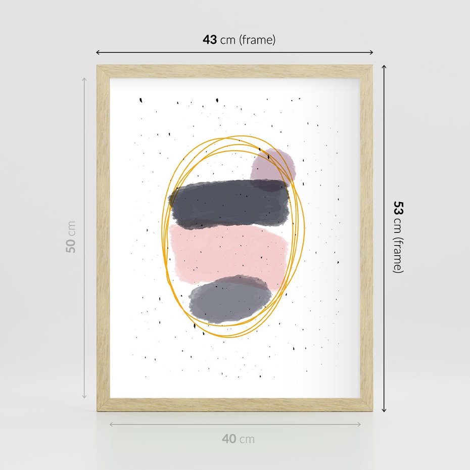 Plakat w ramie 40x50 - Migocące Odbicia - abstrakcyjna kompozycja, jak ręcznie malowana - rama drewno