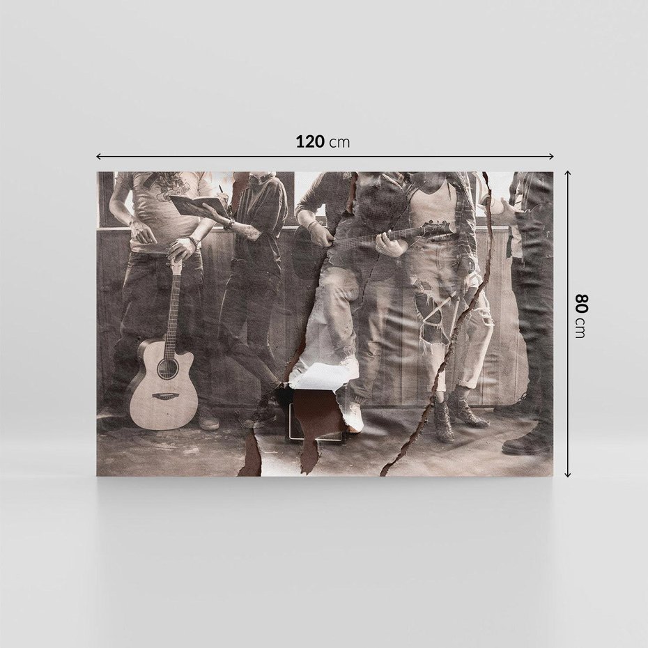 Obraz na płótnie 120x80 - Dźwięki Minionej Ery - postarzona fotografia retro, podarta fotografia