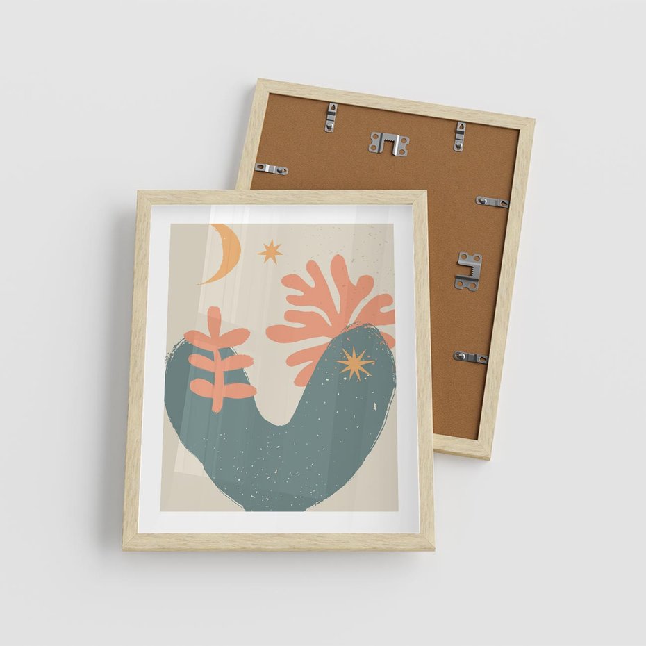 Plakat w ramie 40x50 - Energetyczne Kształty - boho formy, kształty - rama drewno