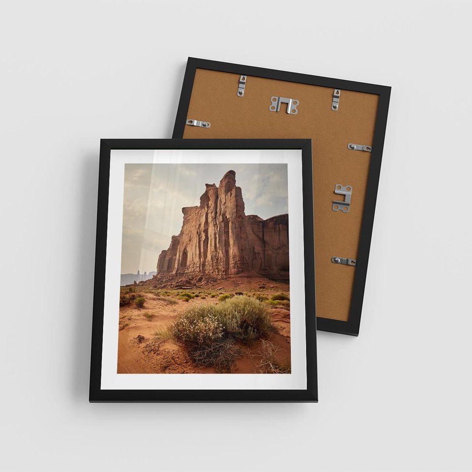 Plakat w ramie 40x50 - Pejzaż pustynnego kanionu - pustynia, kanion - rama czarna