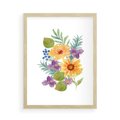 Plakat w ramie 50x70 - Kwiatowe Inspiracje - akwarelowe polne kwiaty, minimalistyczny plakat - rama drewno