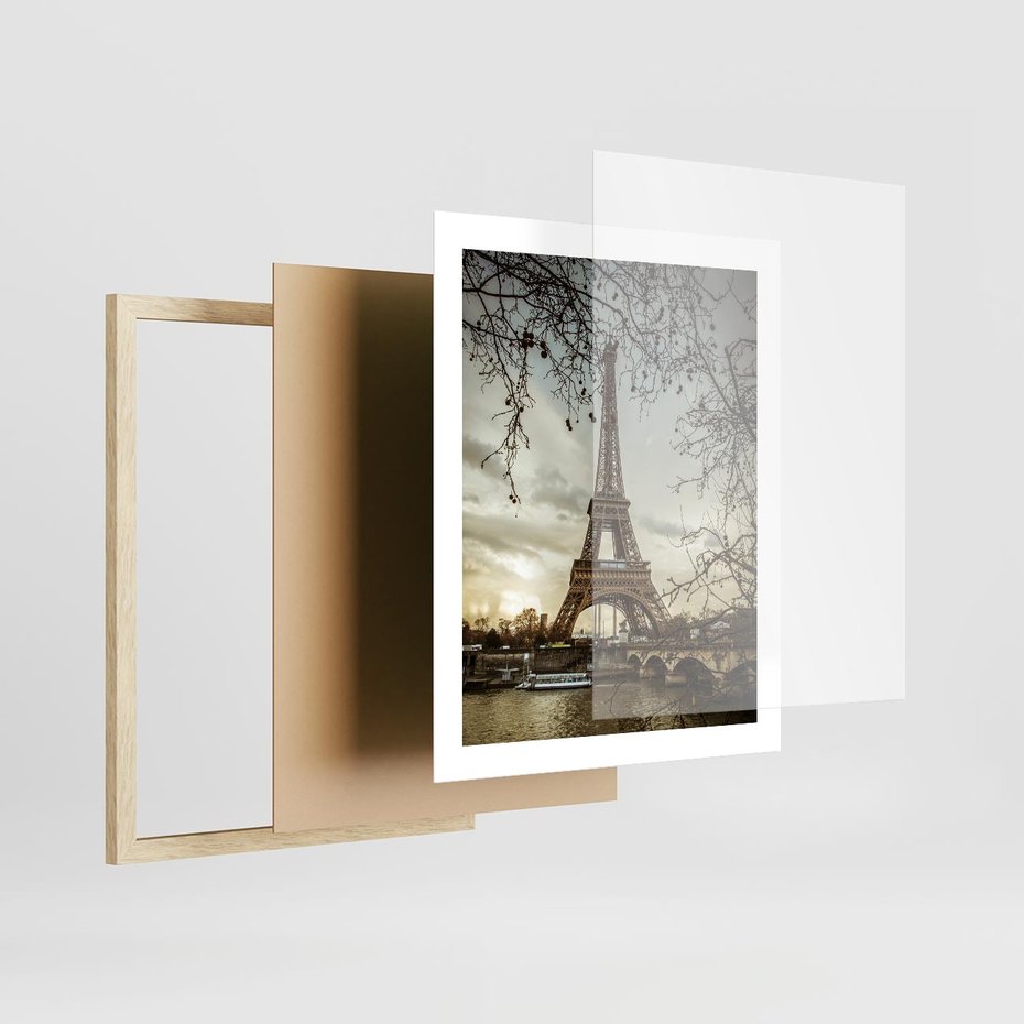 Plakat w ramie 40x50 - Uroczystość w Paryżu - Paryż, wieża - rama drewno