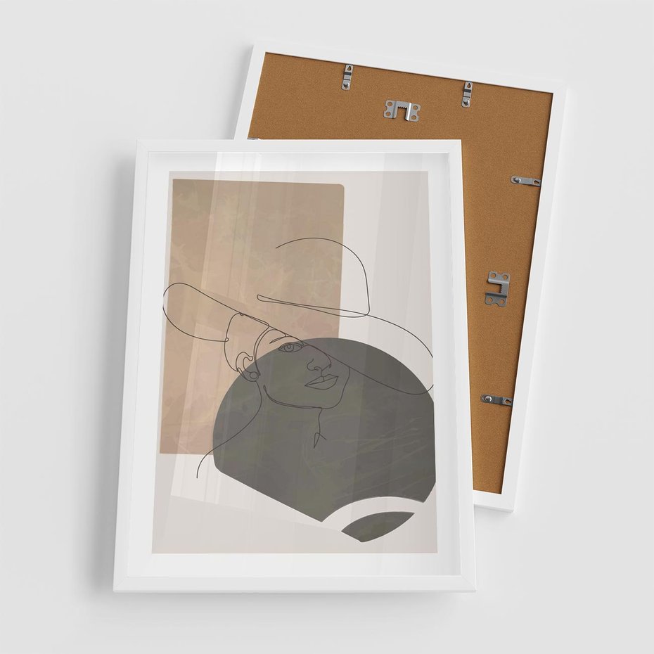 Plakat w ramie 50x70 - Geometryczna Elegancja: One Line - geometria, nowoczesna sztuka - rama biała